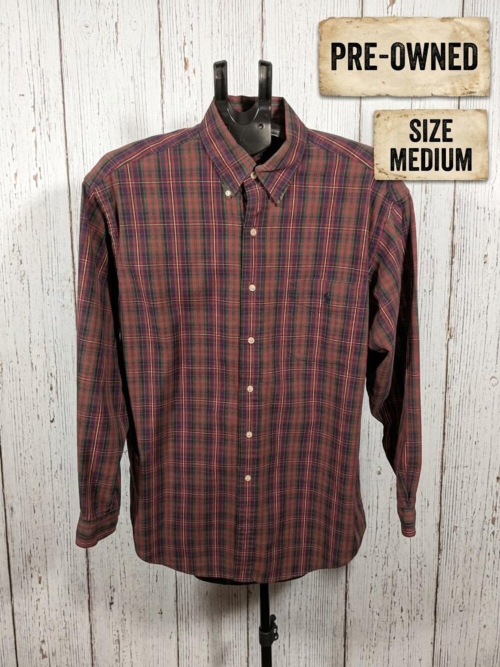 Ralph Lauren Big Shirt Plaid Button-Down Shirt Medium (READ!)